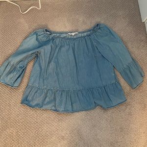 CUPCAKES & CASHMERE Denim Off the Shoulder Shirt